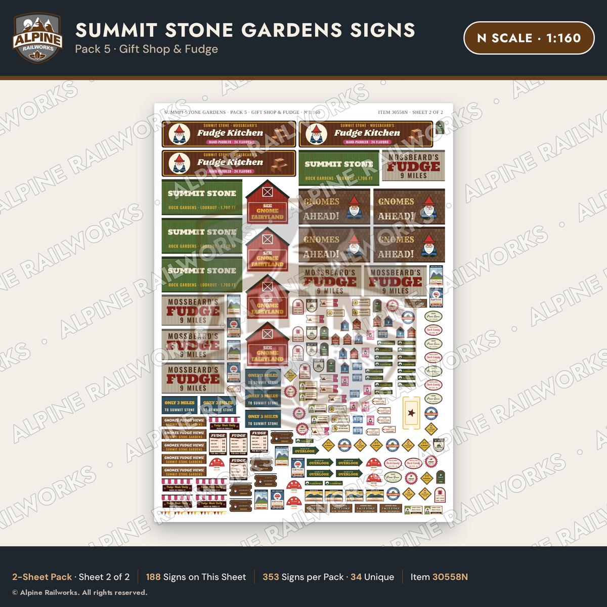 Alpine Railworks 30558N N Scale Roadside Signs - Rock Garden