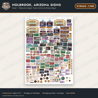 Alpine Railworks 31242N N Scale Holbrook AZ Signs - Welcome Signs
