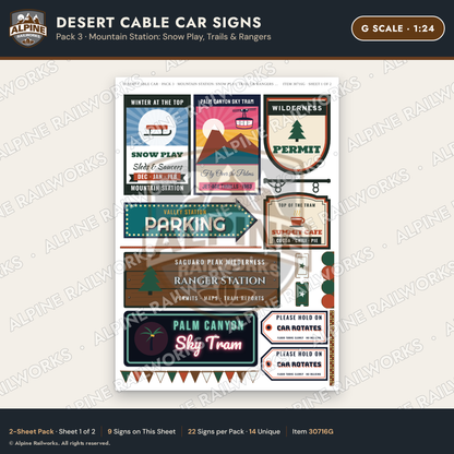 Alpine Railworks 30716G G Scale Tourist Signs - Desert Cable Car
