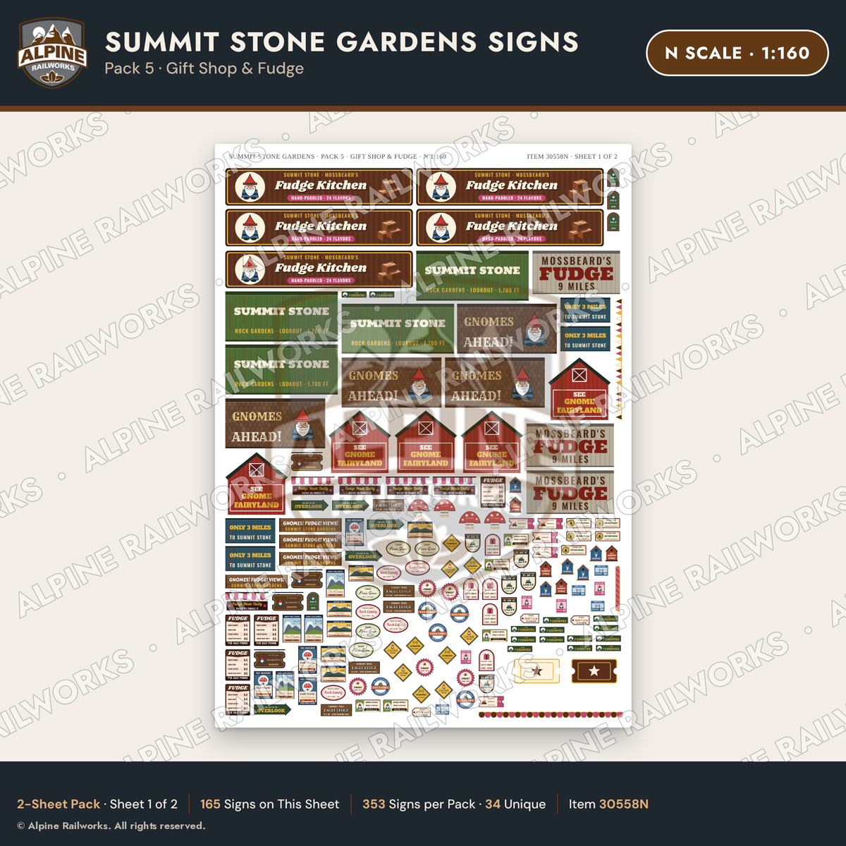 Alpine Railworks 30558N N Scale Roadside Signs - Rock Garden