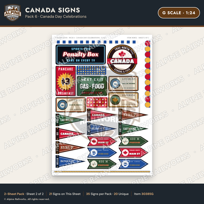 Alpine Railworks 30385G G Scale Canada Signs - Canada Day Celebrations