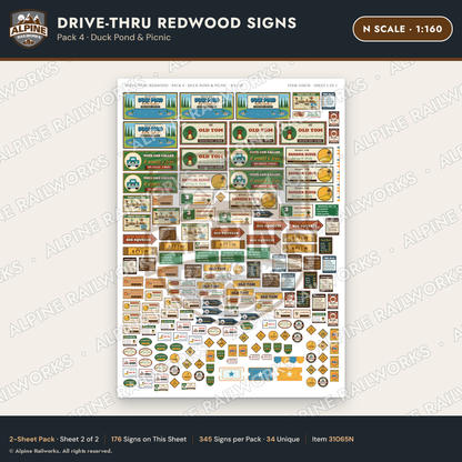 Alpine Railworks 31065N N Scale Roadside Signs - Drive-Thru Tree