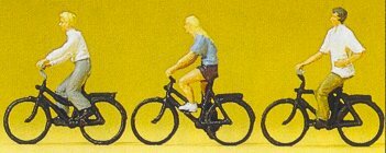 Preiser 10336 HO Scale Sports & Recreation -- Cyclists pkg(3)