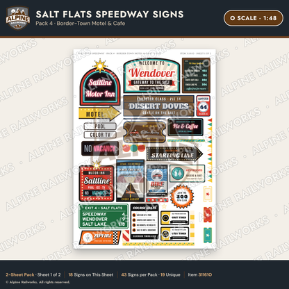 Alpine Railworks 31161O O Scale Racing Signs - Salt Flats Speedway