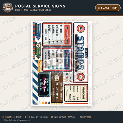 Alpine Railworks 30299G G Scale Postal Service Signs