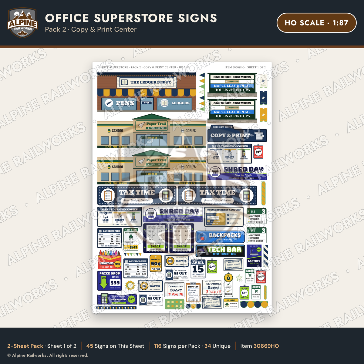 Alpine Railworks 30669HO HO Scale Office Superstore Signs - Copy