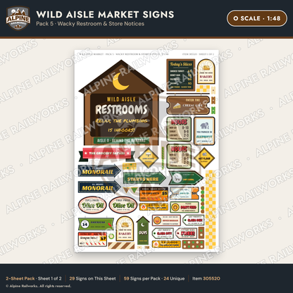 Alpine Railworks 30552O O Scale Roadside Signs - Jungle Grocery Store