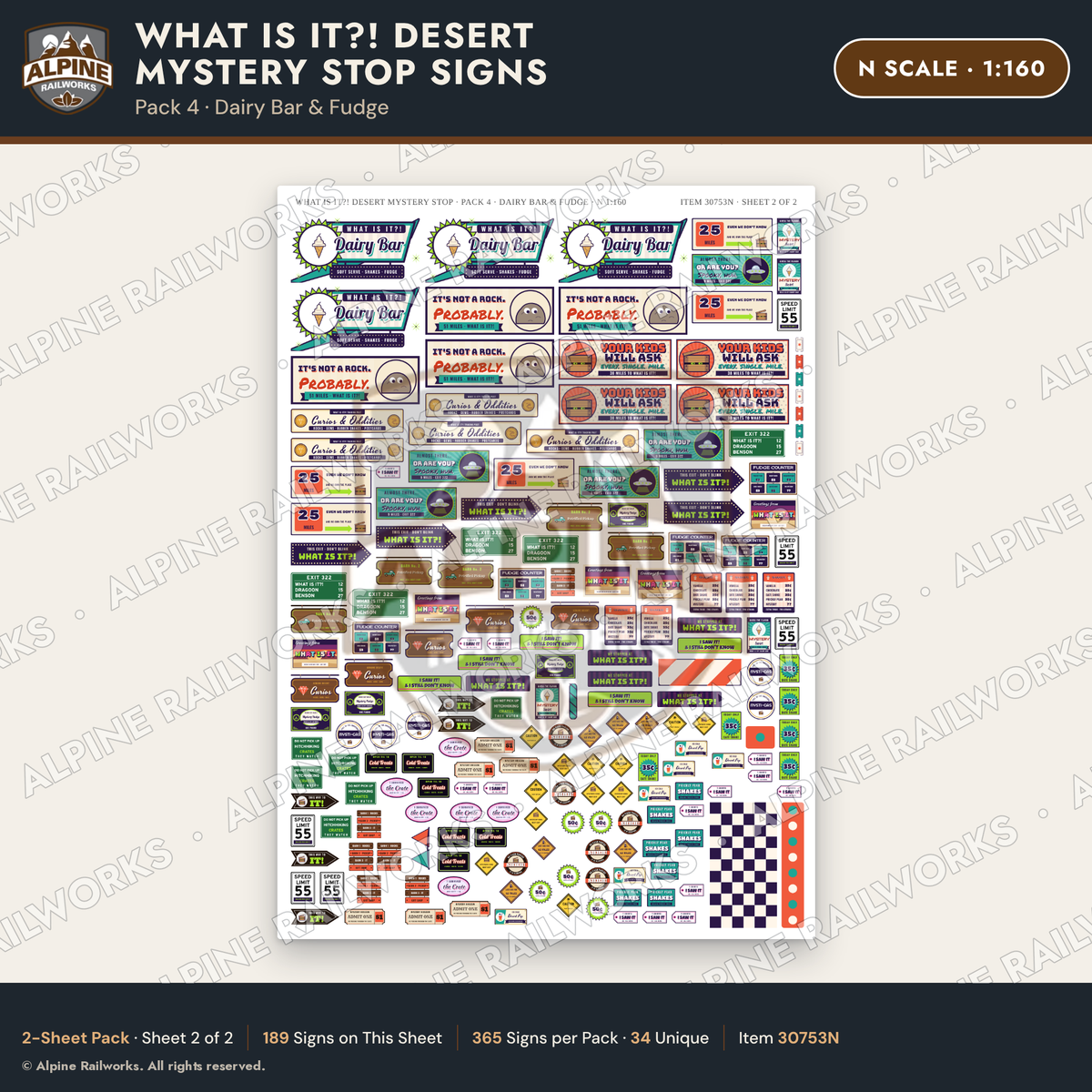 Alpine Railworks 30753N N Scale Roadside Signs - Desert Mystery Stop