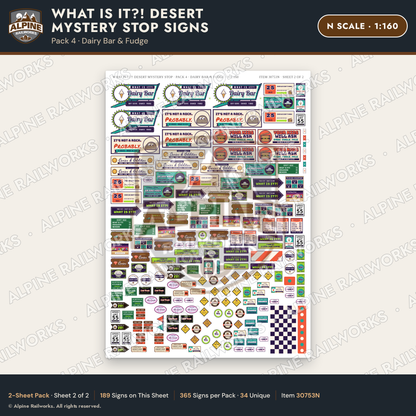 Alpine Railworks 30753N N Scale Roadside Signs - Desert Mystery Stop