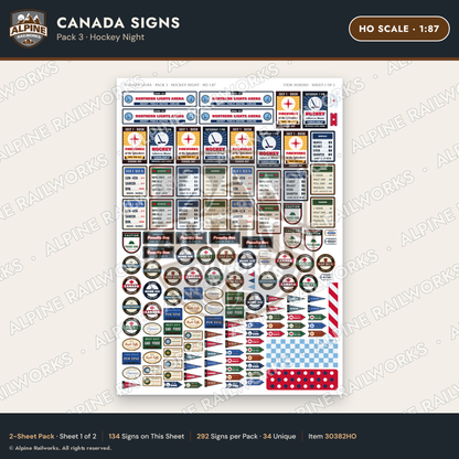 Alpine Railworks 30382HO HO Scale Canada Signs - Hockey Night