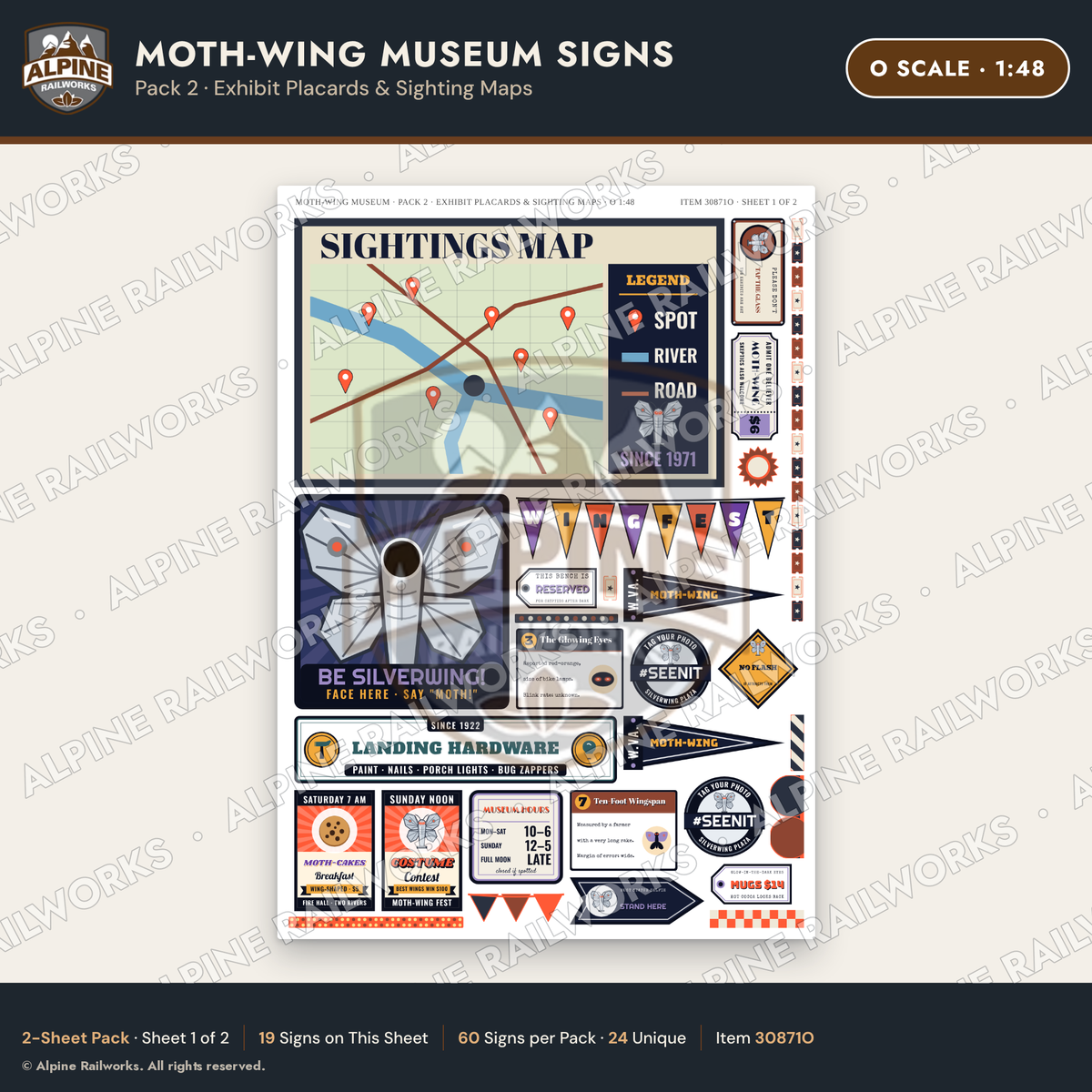 Alpine Railworks 30871O O Scale Roadside Signs - Mothman Museum