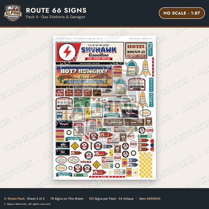 Alpine Railworks 30581HO HO Scale Route 66 Highway Signs