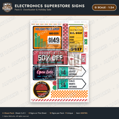 Alpine Railworks 30678G G Scale Electronics Superstore Signs