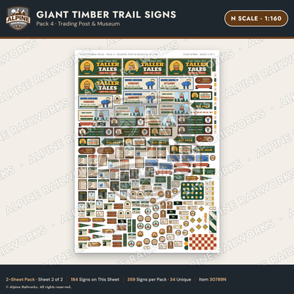 Alpine Railworks 30789N N Scale Roadside Signs - Lumberjack Redwoods