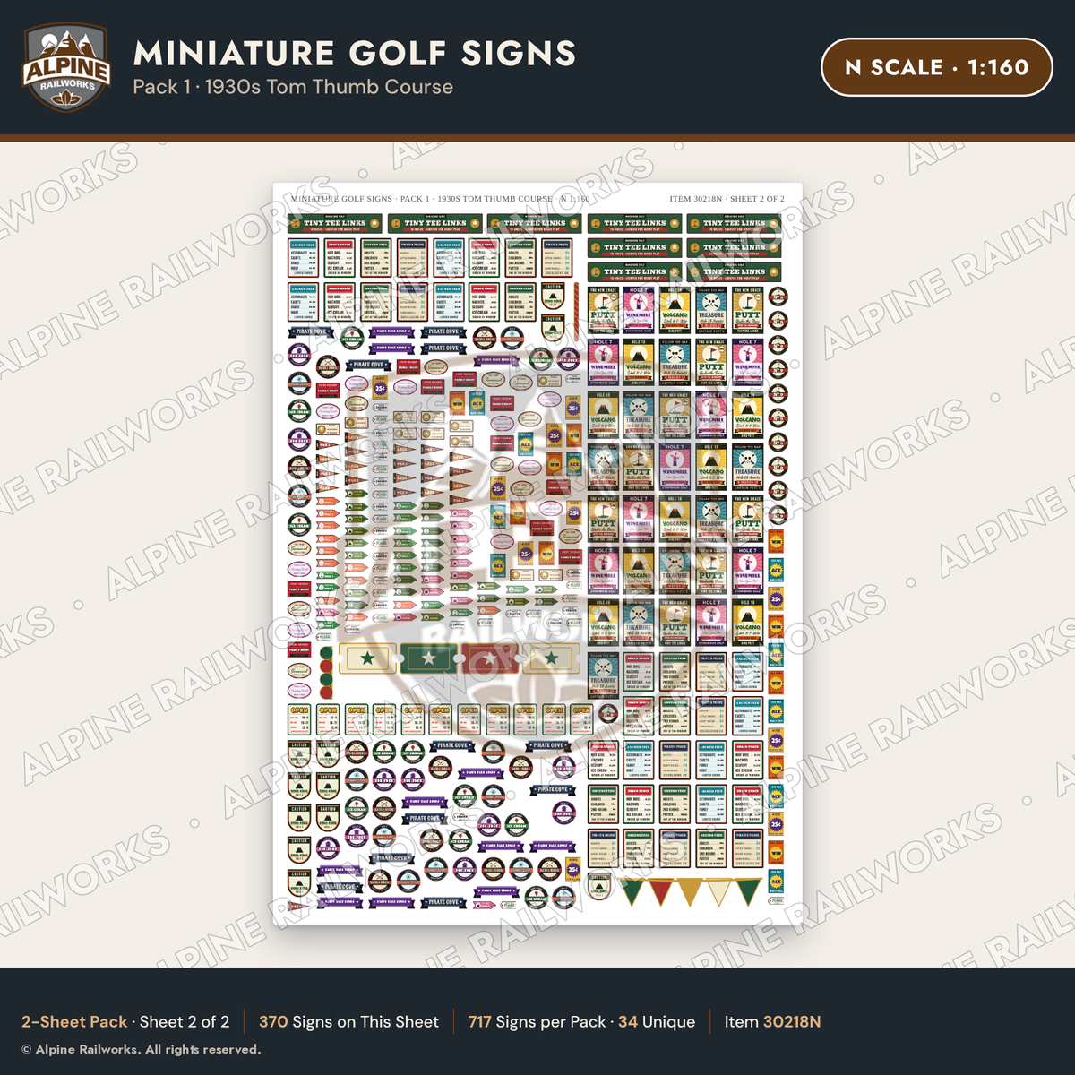 Alpine Railworks 30218N N Scale Miniature Golf Signs