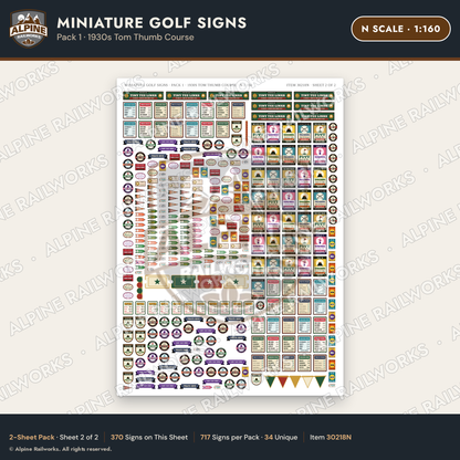 Alpine Railworks 30218N N Scale Miniature Golf Signs