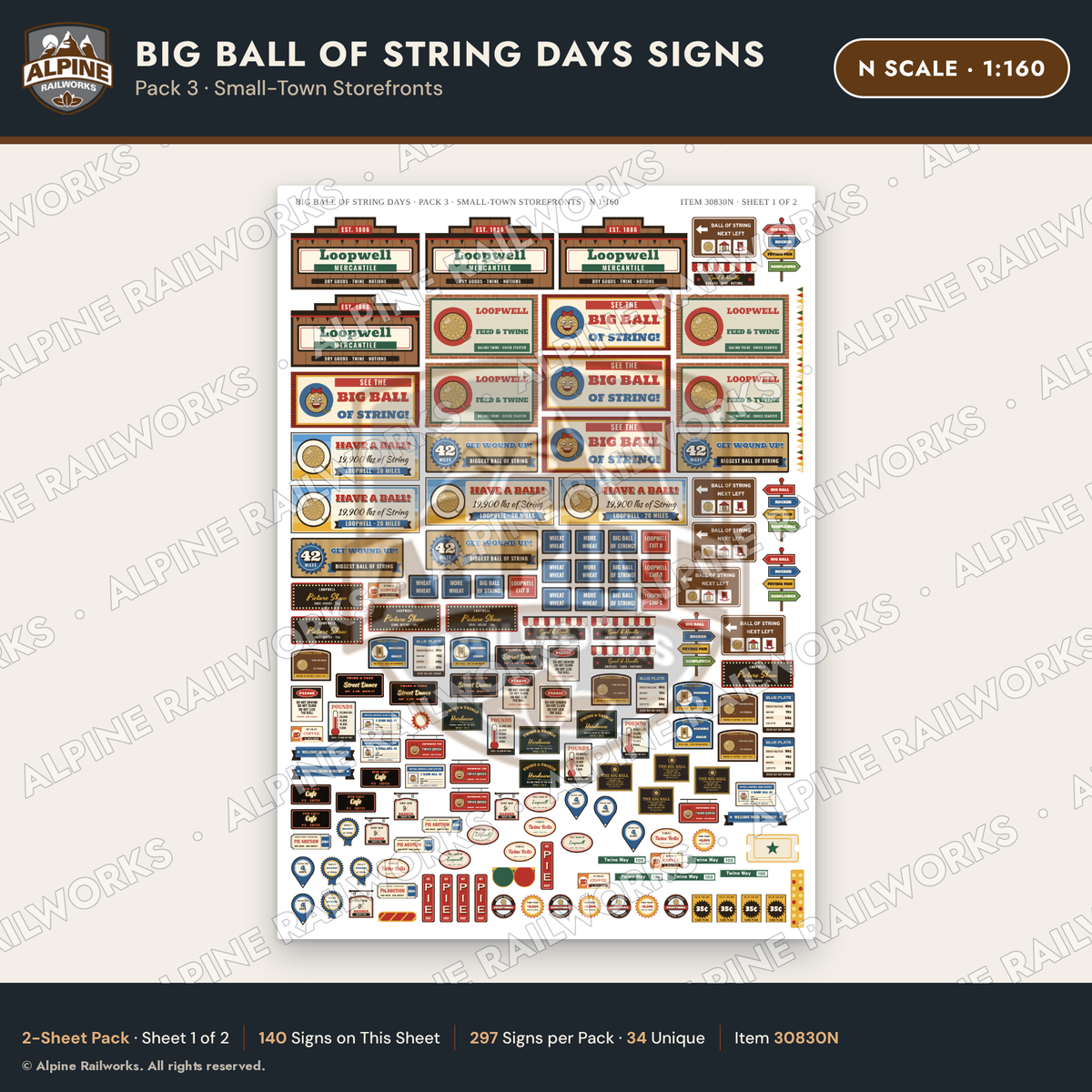 Alpine Railworks 30830N N Scale Roadside Signs - Giant Ball of Twine