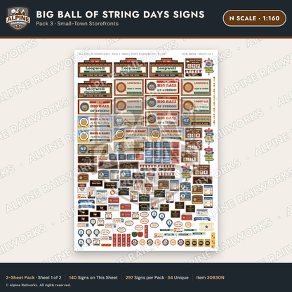 Alpine Railworks 30830N N Scale Roadside Signs - Giant Ball of Twine
