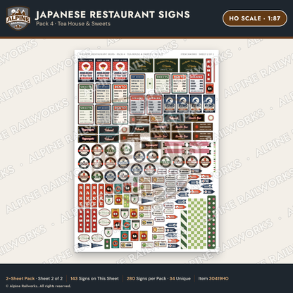 Alpine Railworks 30419HO HO Scale Japanese Restaurant Signs