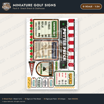 Alpine Railworks 30223G G Scale Miniature Golf Signs - Snack Shack