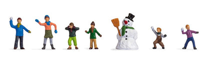 Noch 15821 HO Scale Children in the Snow -- 6 Kids, Snowman