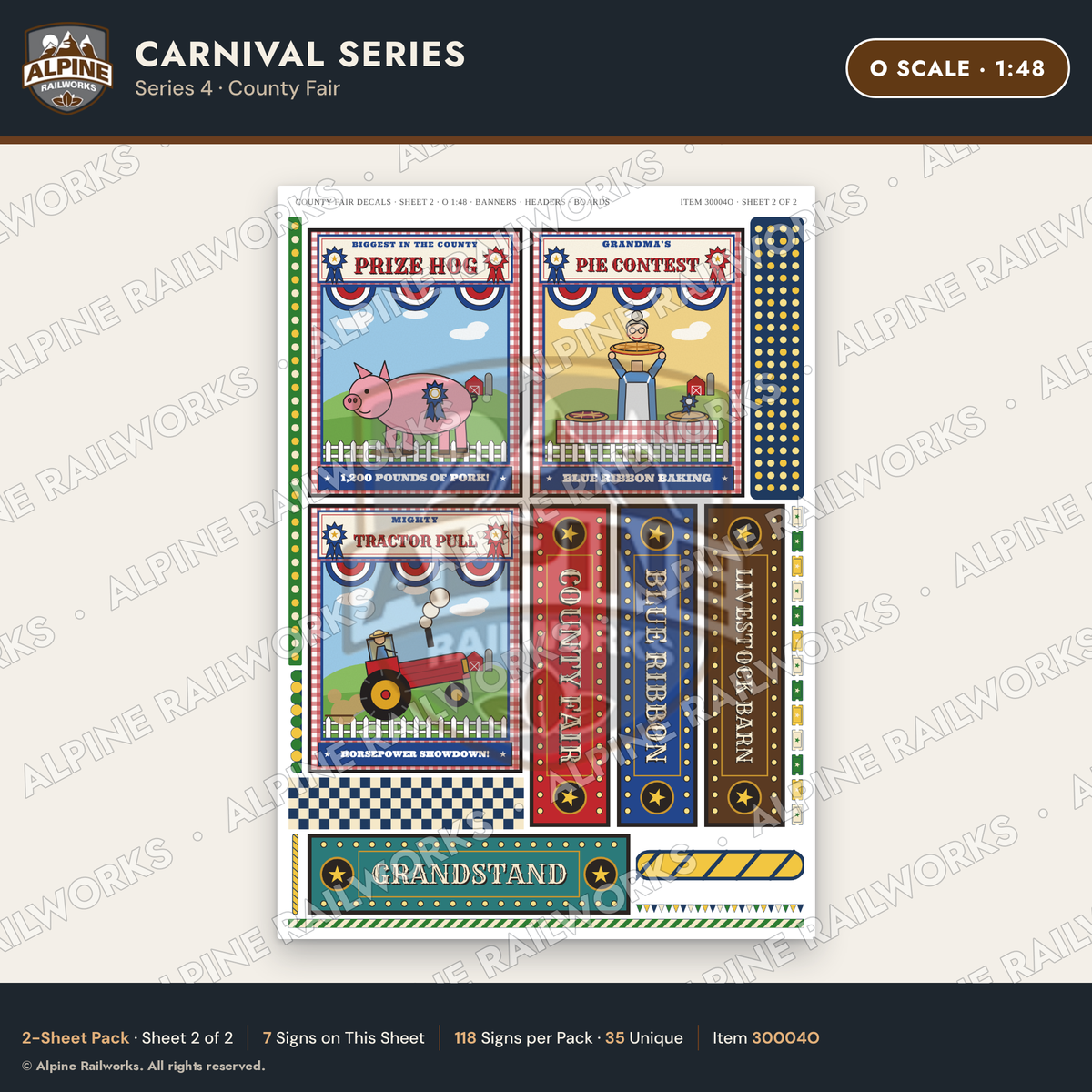 Alpine Railworks 30004O O Scale Carnival Signs - County Fair
