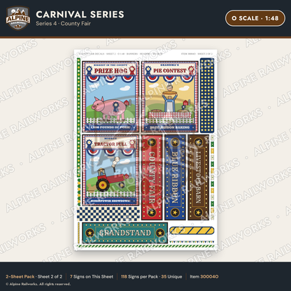 Alpine Railworks 30004O O Scale Carnival Signs - County Fair