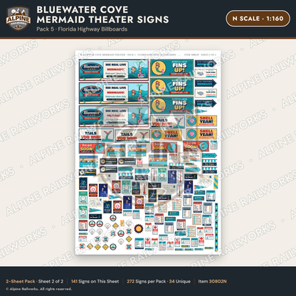 Alpine Railworks 30802N N Scale Roadside Signs - Mermaid Show
