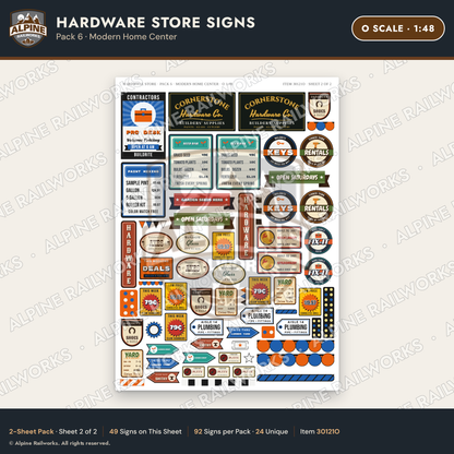 Alpine Railworks 30121O O Scale Hardware Store Signs