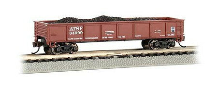 Bachmann 17251 N Scale 40' Steel Gondola with Loa Atchison Topeka &