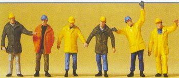 Preiser 10423 HO Scale People Working -- Modern Workmen w/Outdoor Gear pkg(6)