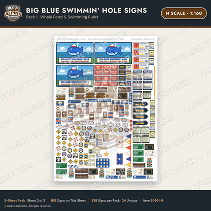 Alpine Railworks 30954N N Scale Roadside Attraction Signs - Blue Whale