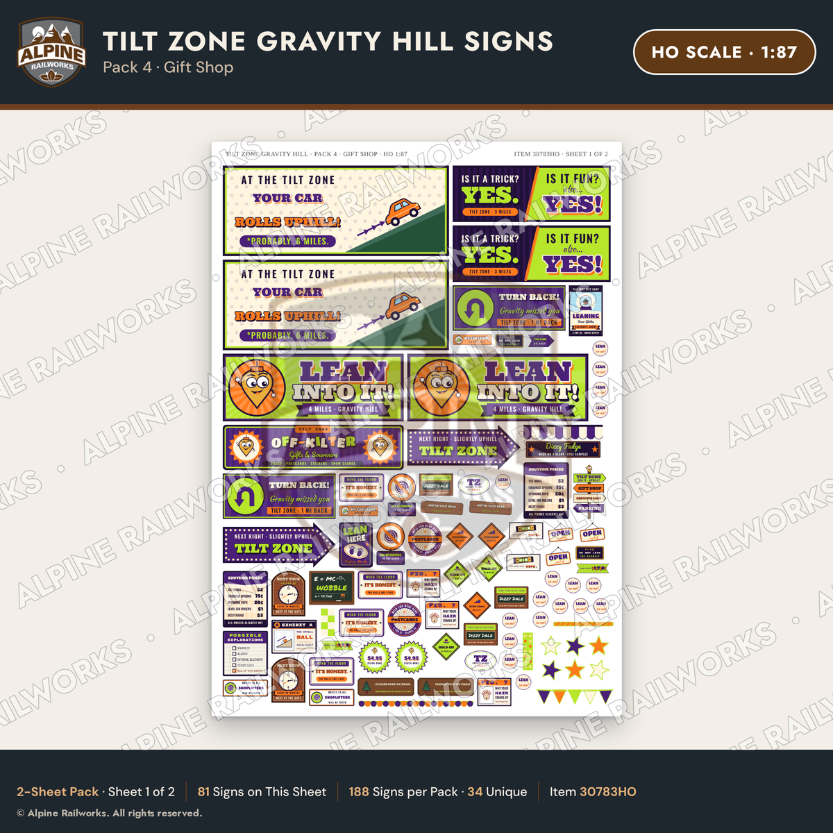Alpine Railworks 30783HO HO Scale Roadside Signs - Mystery Spot