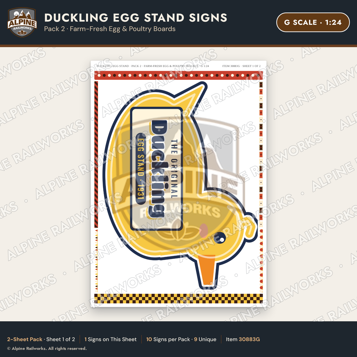 Alpine Railworks 30883G G Scale Roadside Signs - Giant Duck Farm Stand