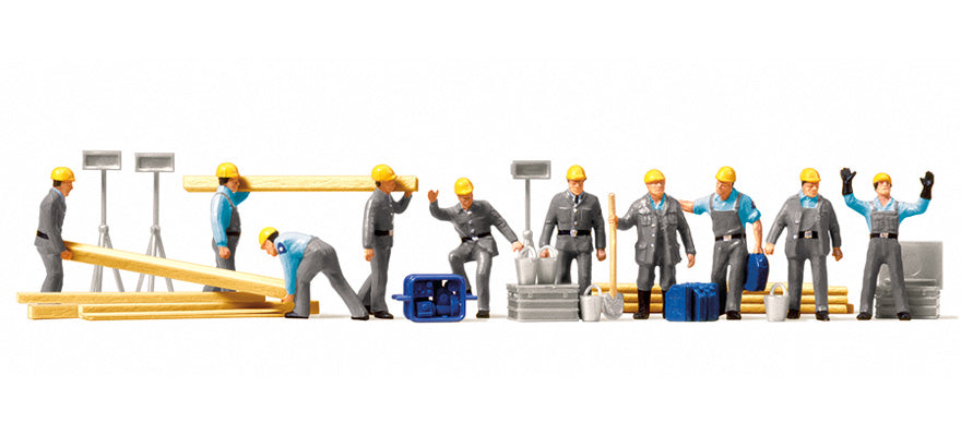 Preiser 10220 HO Scale THW Construction Workers pkg(10)