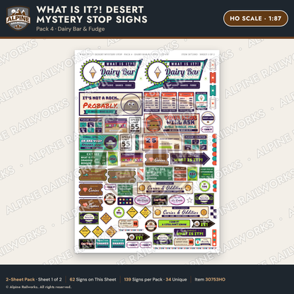 Alpine Railworks 30753HO HO Scale Roadside Signs - Desert Mystery Stop