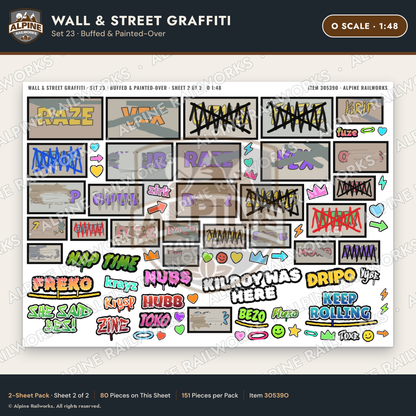Alpine Railworks 30539O O Scale Wall & Street Graffiti Cut-Outs