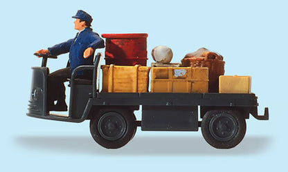 Preiser 28147 HO Scale Electric Baggage Truck (Nonoperating) w/Driver & Load