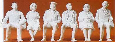 Preiser 45183 G Scale Unpainted Figures -- Seated Persons (4 male, 2 female)