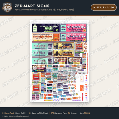 Alpine Railworks 31183N N Scale Grocery Store Signs - Funny Products