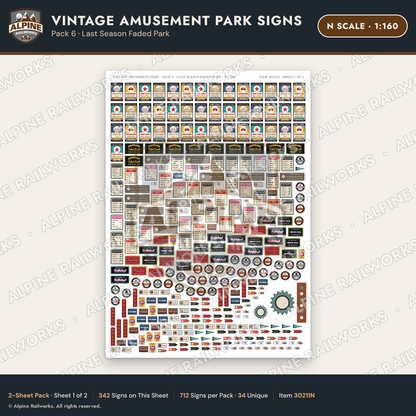 Alpine Railworks 30211N N Scale Vintage Amusement Park Signs