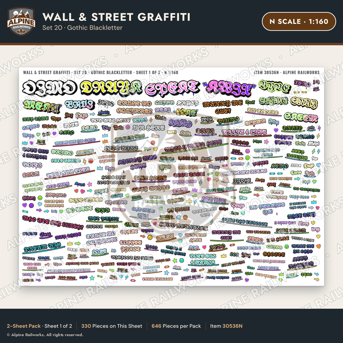 Alpine Railworks 30536N N Scale Wall & Street Graffiti Cut-Outs