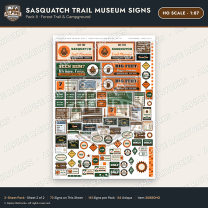 Alpine Railworks 30880HO HO Scale Roadside Signs - Bigfoot Museum