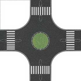 Busch 1102 N Scale Streets/Roadway 4-Way Roundabout -- 6-3/8 x 6-3/8" 16 x 16cm