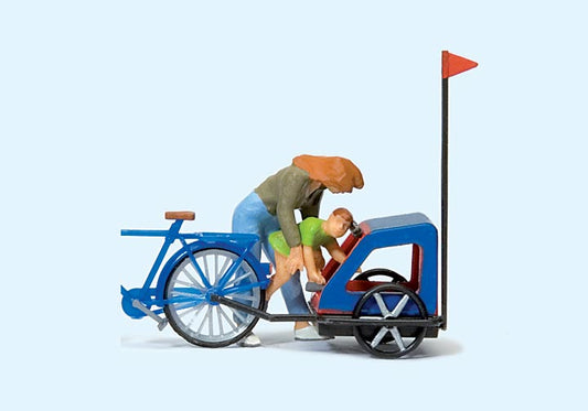 Preiser 10635 HO Scale Family Getting Ready for Bike Ride
