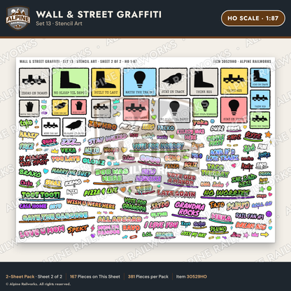 Alpine Railworks 30529HO HO Scale Wall & Street Graffiti Cut-Outs