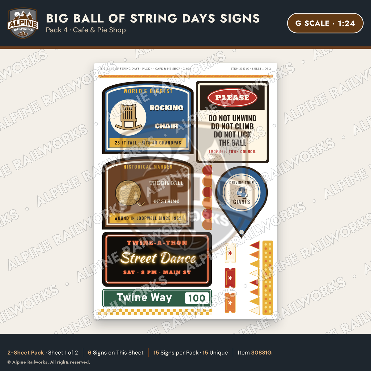 Alpine Railworks 30831G G Scale Roadside Signs - Giant Ball of Twine