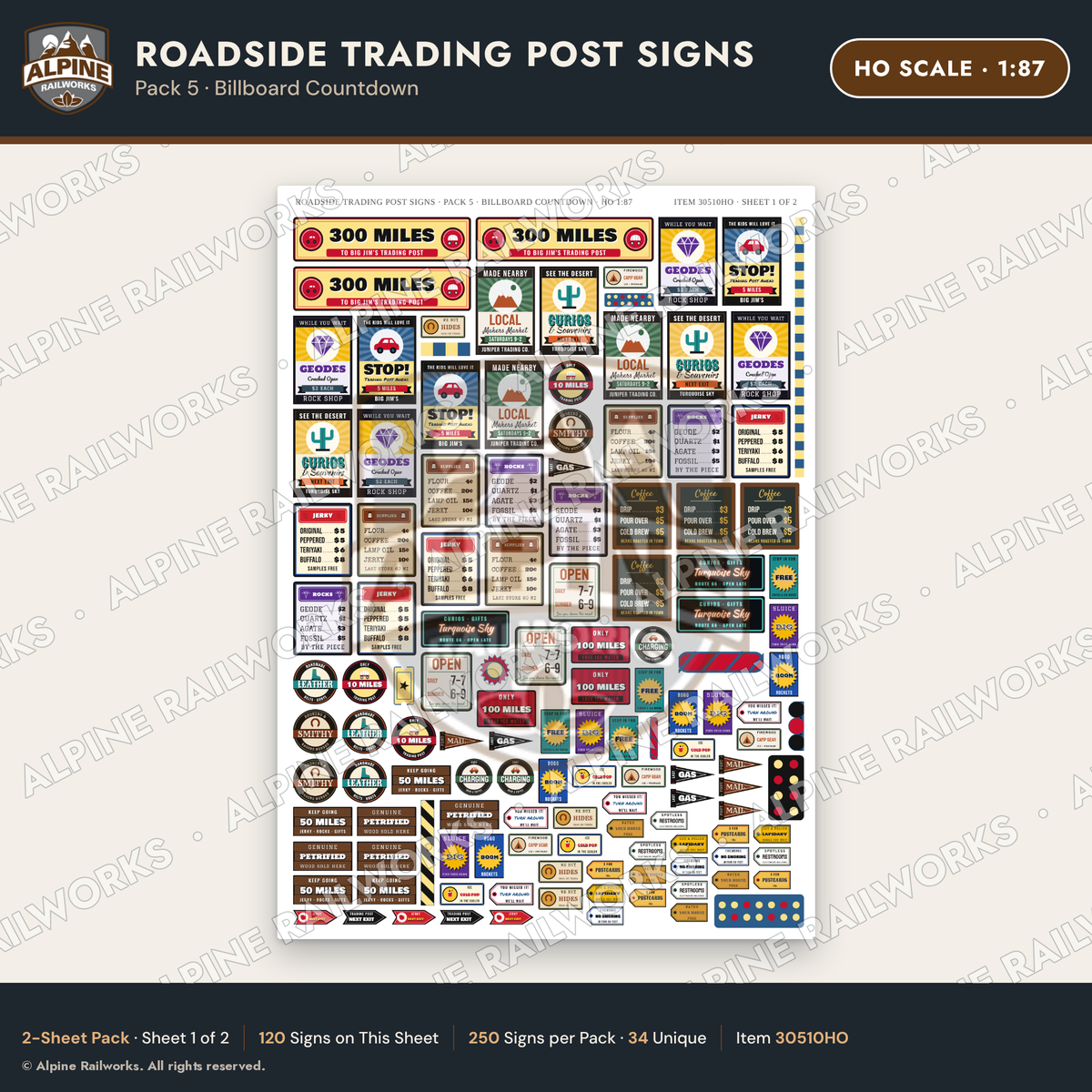 Alpine Railworks 30510HO HO Scale Roadside Trading Post Signs