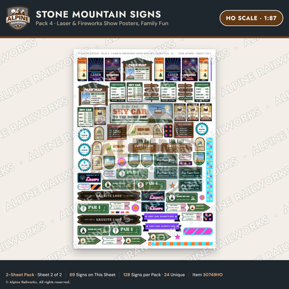 Alpine Railworks 30749HO HO Scale Tourist Signs - Stone Mountain