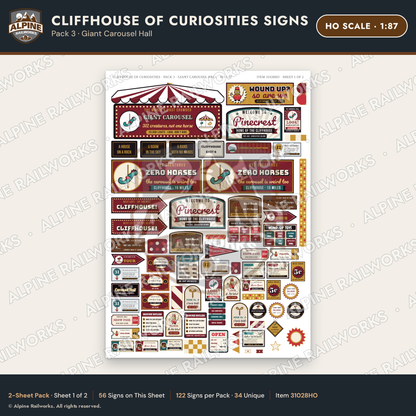 Alpine Railworks 31028HO HO Scale Roadside Signs - Curiosity House